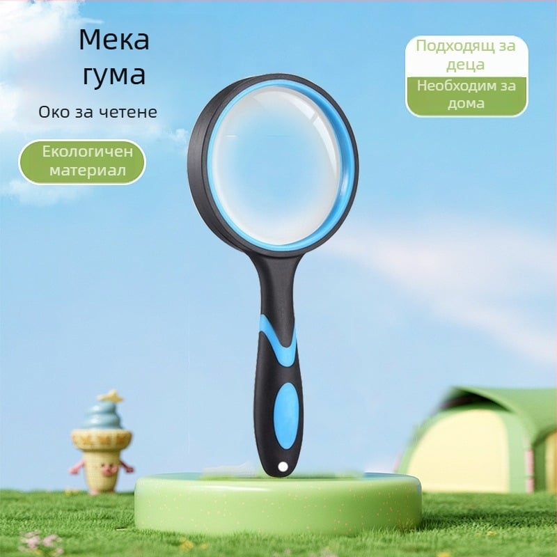 Ръчна лупа от стъкло с висока дефиниция за четене и идентифициране на бижута, силиконова дръжка
