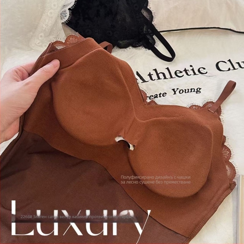 Потник със дантела и подплънки, V-образно деколте, Sling топ, есен 2024, 95–100% полиестер