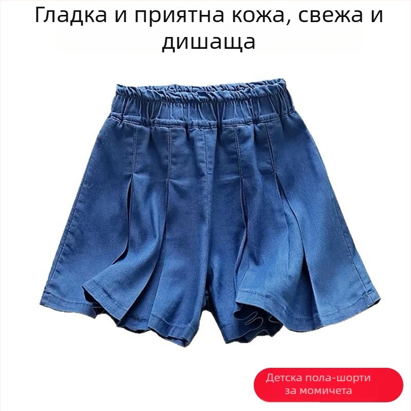 Детска дънкова пола-цулот с принцес стил, Midi модел, Lyocell основна материя, подплата памук, за деца 3–8 години