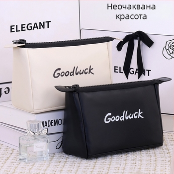 Козметична чанта Ai yijiu (PU материал; буквен принт; полиестерна подплата; водоустойчива)