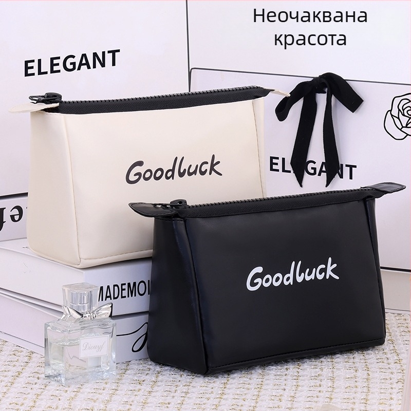 Козметична чанта Ai yijiu (PU материал; буквен принт; полиестерна подплата; водоустойчива)