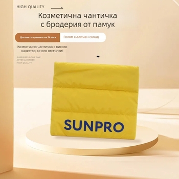 Козметична чанта за пътуване, хоризонтална квадратна форма, полиестер, шарка с букви, цип за отваряне