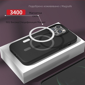 Магнитен кейс от течен силикон за iPhone 13, 13 Pro Max и 14/14 Pro/14 Pro Max — удароустойчив, матово покритие, съвместим с MagSafe.