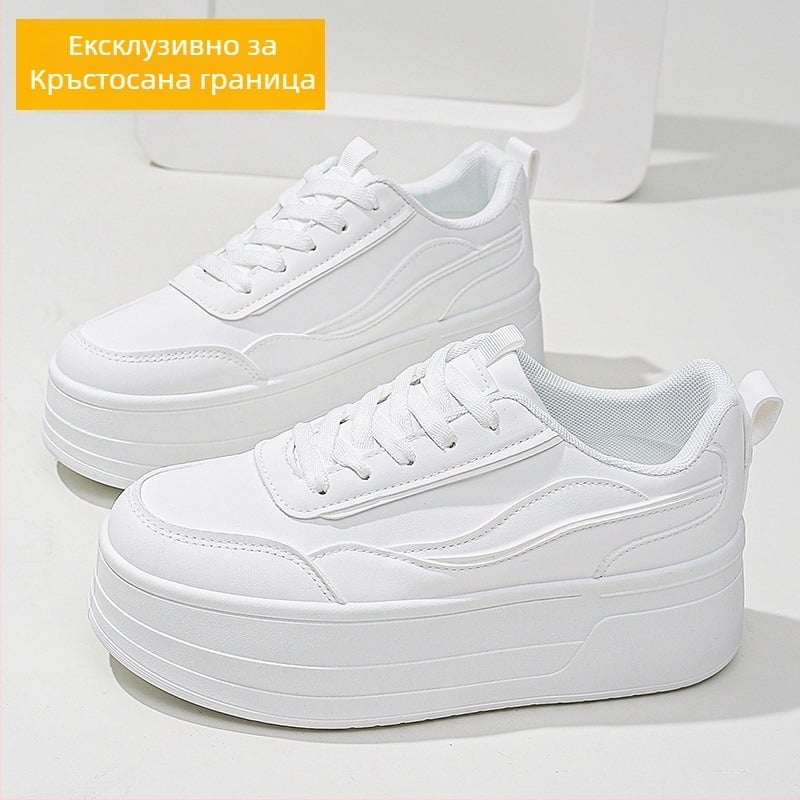 Дамски спортни обувки с дебел под, EVA средна подметка и EVA външна подметка, горна част от микрофибър, нисък профил, връзки