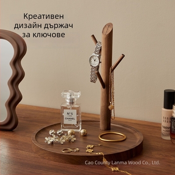 Дървен органайзер за антре с три нива за ключове, козметика и бижута