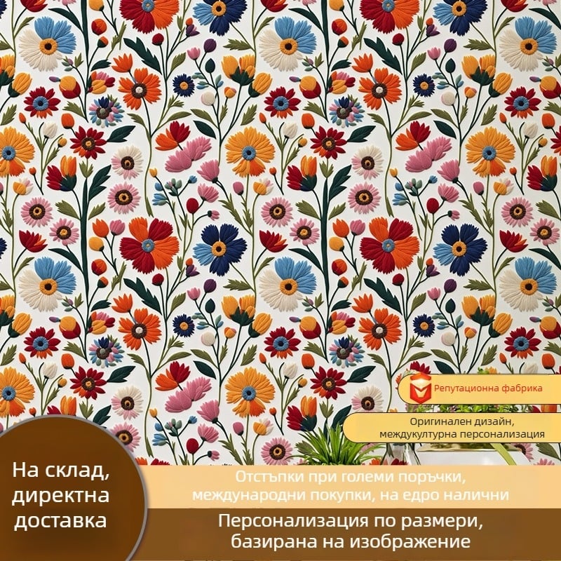 тапет за стенна облицовка - самозалепващ, PVC материал, флорална шарка, стил светъл лукс, премиум клас