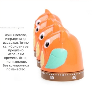 Механичен кухненски таймер с аларма за учене – обратно броене, механично задвижване, пластмасов корпус, указателен дисплей