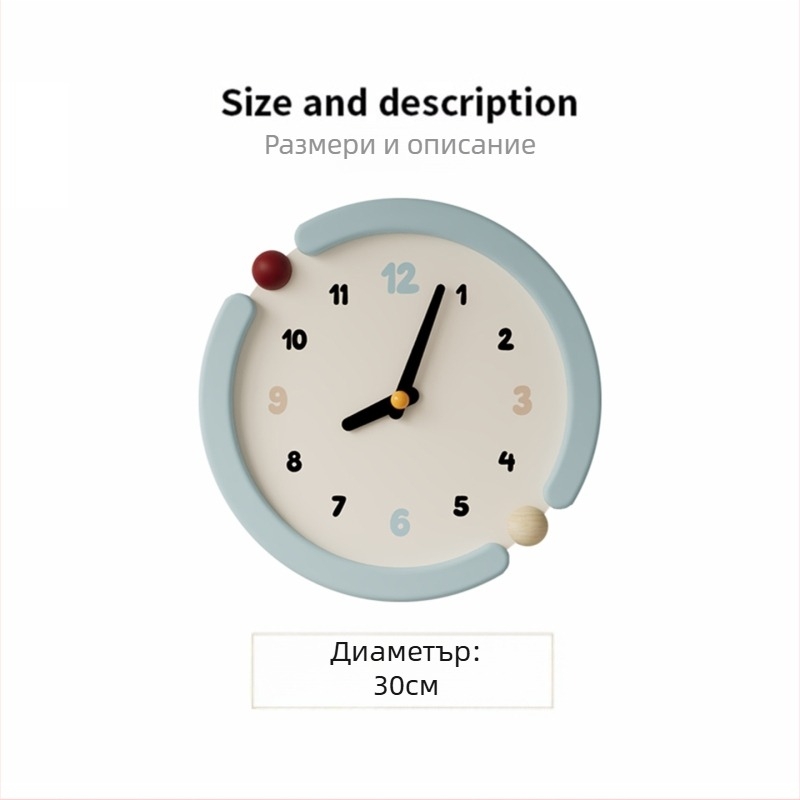 Стенен часовник (Нордичен минималистичен дизайн; тих кварцов механизъм; захранване от батерия; циферблат: масивно дърво + кожа)