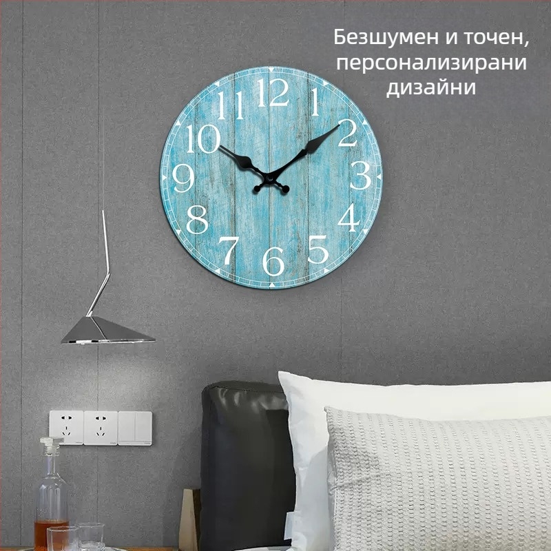 Стенно часовник CQ-2035 | Кварцов механизм Seiko | Дървен циферблат | Захранване от батерия | Кръгъл, прост дизайн