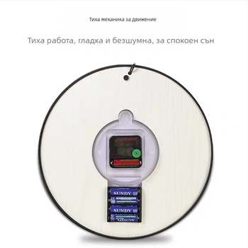 стeнен часовник с LED дисплей, термометър и 24-часова индикация, плавно секундно движение