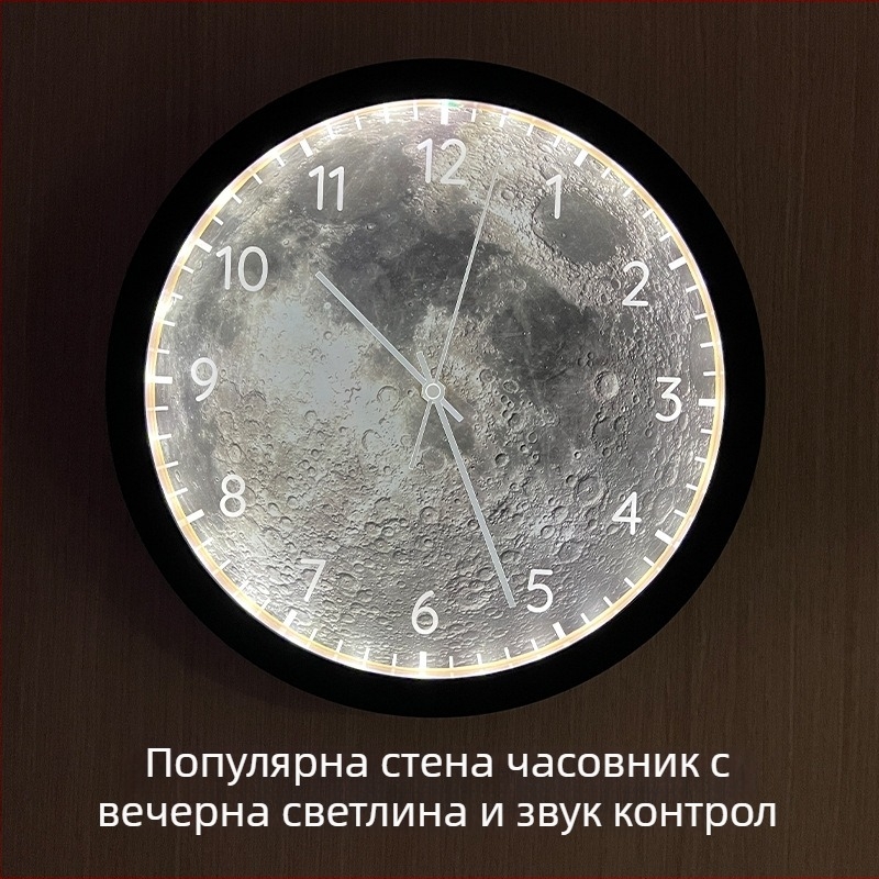 стeнен часовник с LED дисплей, термометър и 24-часова индикация, плавно секундно движение