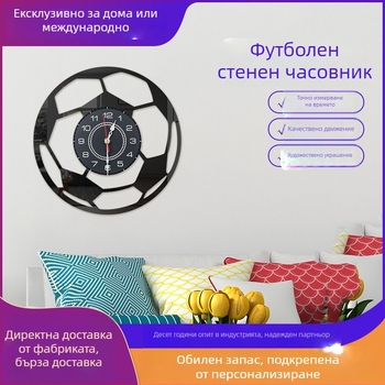 Стенно часовник Карикатурен футбол, Акрил, Аналогов показател с LED дисплей, Плавно движение Seiko 6168s, Световно време