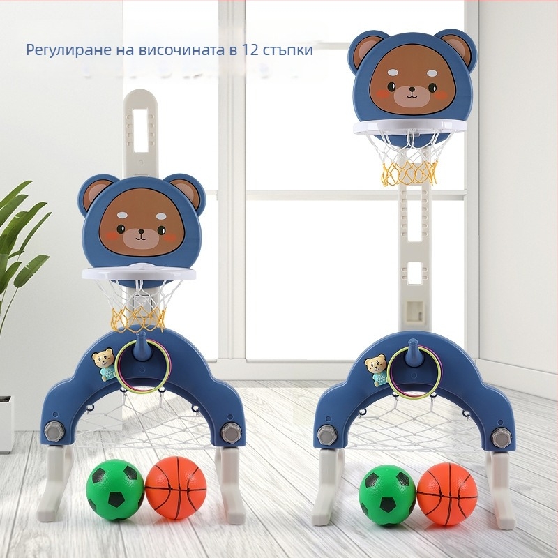 Вътрешна детска баскетболна рамка с животни (регулируема височина, PVC конструкция, 3 кг, винтов монтаж)