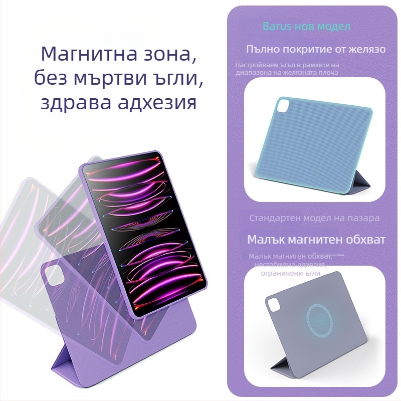Калъф за iPad – TPU, флип‑капак, разделяем дизайн, магнитно закрепване, поддържа функция за сън/събуждане