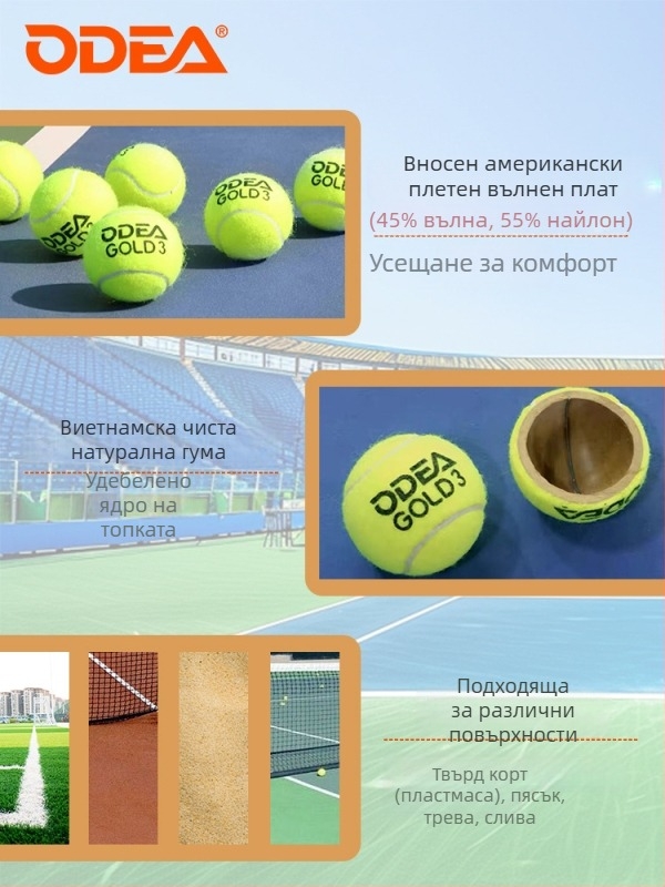 Емпер тенис топка – тренировъчна, висока еластичност, издръжлива гума, пакет от 60 бр.