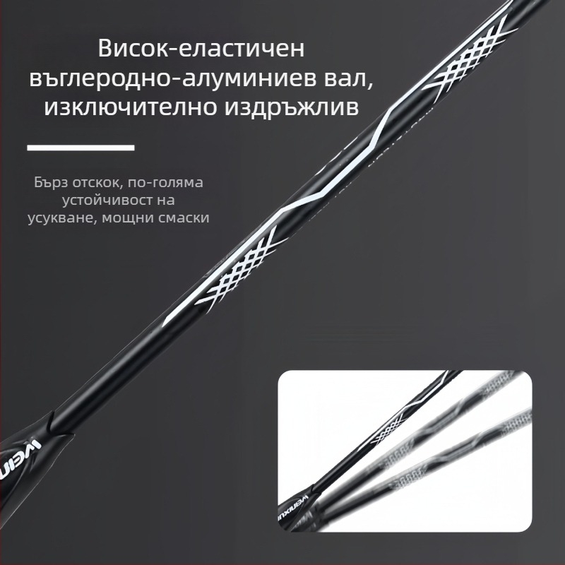 Winison ракетa за бадминтон от въглеродни влакна, ултралеки, всичко-в-едно тренировъчен комплект за мъже и жени със топки