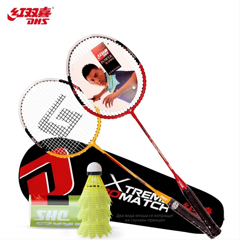 Комплект ракети за бадминтон и тенис – алуминиева рамка, 90–94 g, дръжка G3, найлонови струни, прав вал, за любители и начинаещи