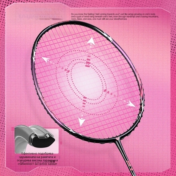 Ракета за бадминтон Witess witness 812 серия с карбонова рамка, тегло 80–84 g, директен удар, умерена твърдост