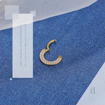 Носна халка и септум обици - 316L неръждаема стомана, кръгъл стил, CNC обработка на камъни, кристали 5A циркон