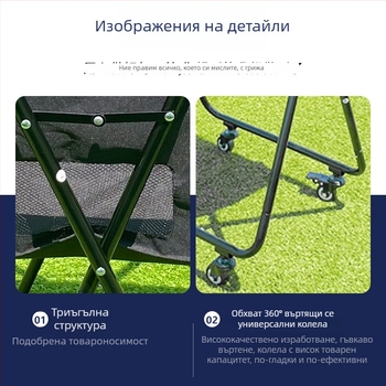 Портативна сгъваема количка за събиране на топки за тенис, pickleball и бейзбол – голям капацитет, PVC и железни тръби, OEM персонализация, произход Хуайчжоу, Гуандонг