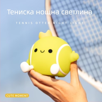 Нощна лампа с форма на тенис ракета, USB зареждане, силиконов абажур, вградена батерия, напрежение ≤ 36 V, FCC сертифициран