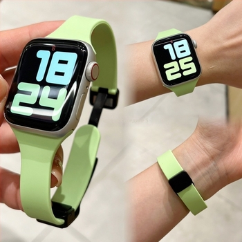 Лента за Apple Watch с магнитна закопчалка, тънък дизайн за Apple Watch серия 9, модерен стил, пусната през 2023 г.