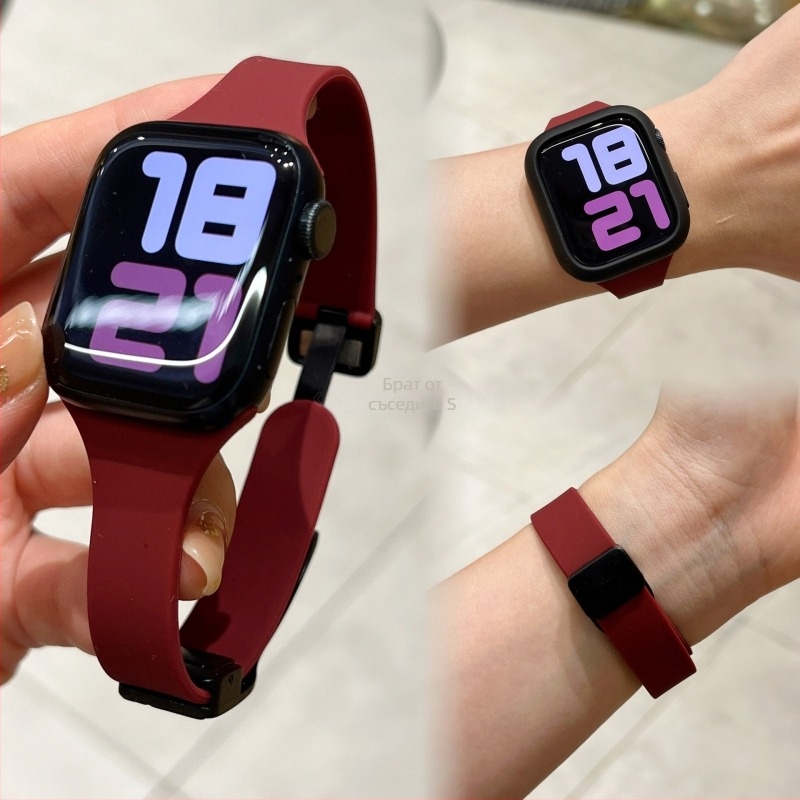 Лента за Apple Watch с магнитна закопчалка, тънък дизайн за Apple Watch серия 9, модерен стил, пусната през 2023 г.