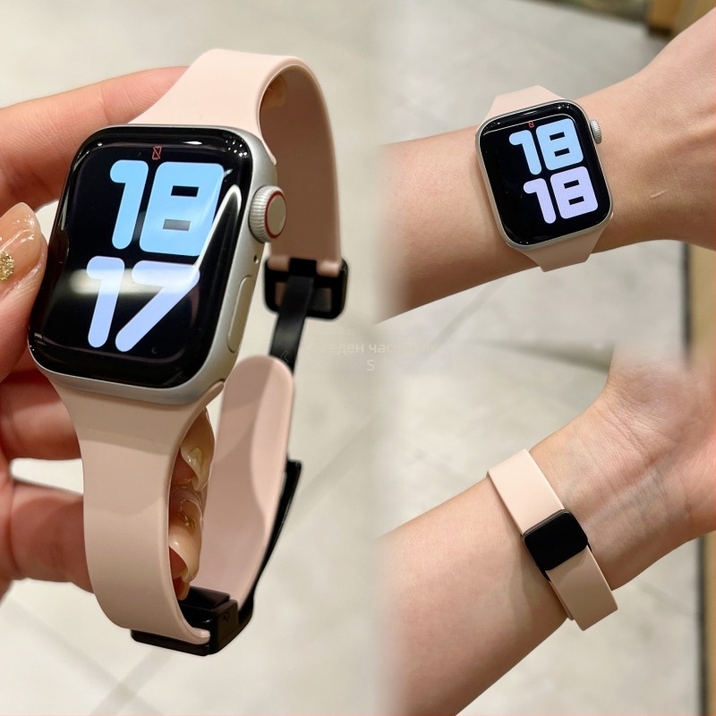 Лента за Apple Watch с магнитна закопчалка, тънък дизайн за Apple Watch серия 9, модерен стил, пусната през 2023 г.