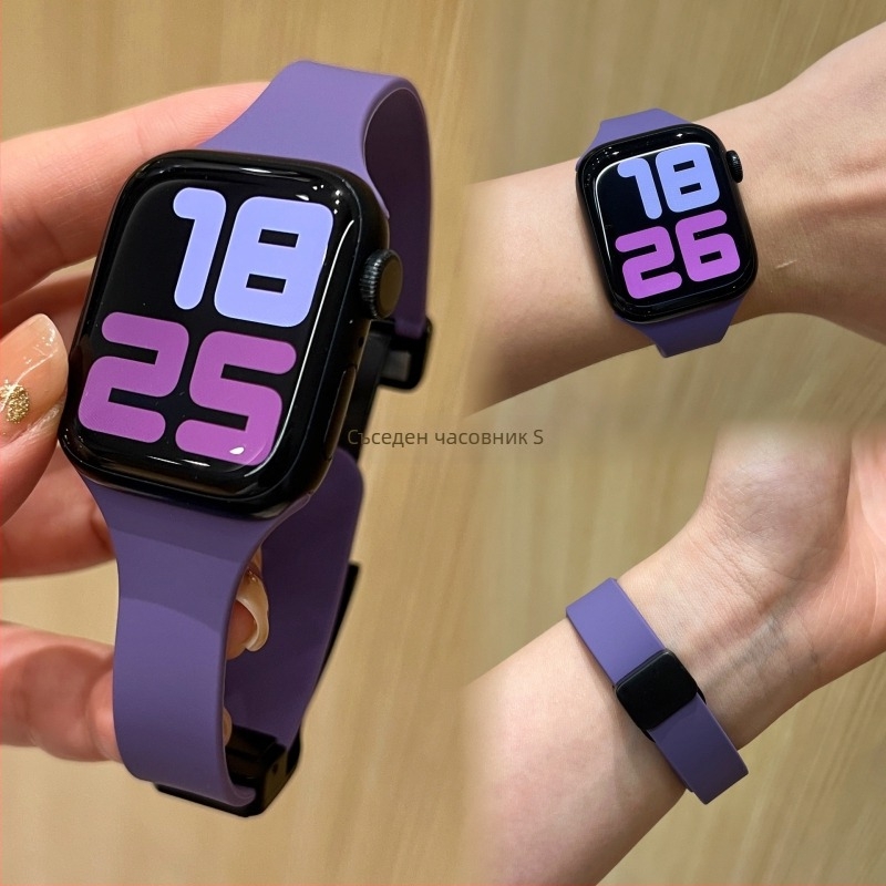 Лента за Apple Watch с магнитна закопчалка, тънък дизайн за Apple Watch серия 9, модерен стил, пусната през 2023 г.