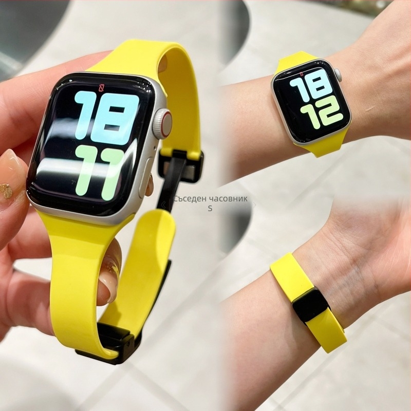 Лента за Apple Watch с магнитна закопчалка, тънък дизайн за Apple Watch серия 9, модерен стил, пусната през 2023 г.