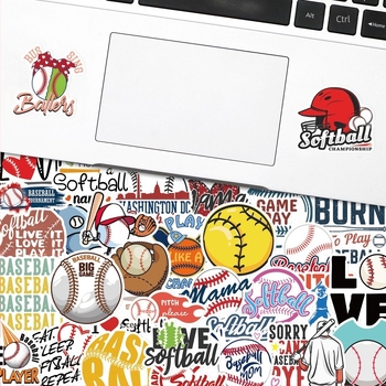 Стикери Leopard product – бейзбол/софтбол микс, Nordic стил, офсетно печатани, залепваеми