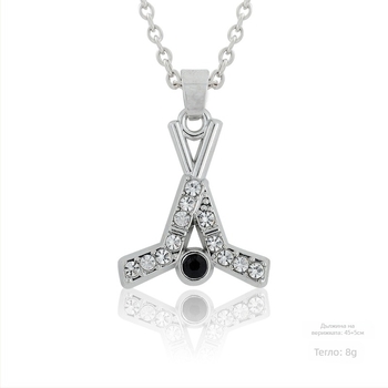 Колие с висулка от сплав, диамантено покритие, унисекс, кръстосан синджир, спортна серия, тегло 8 g