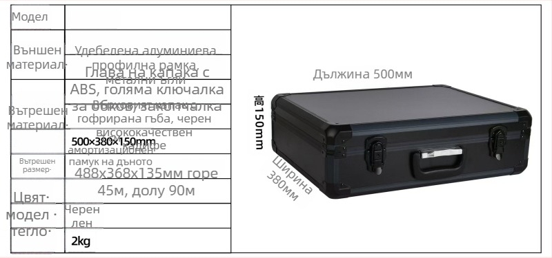 Алуминиев заключващ се кейс за съхранение на електроника и оборудване (алуминиев сплав, заключване, съхранение, електроника)