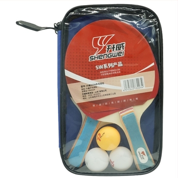 Тенис на маса ракети, комплект от 2 бр., Shengwei, липова дъска, гуми с лепило, хоризонтална ракетка