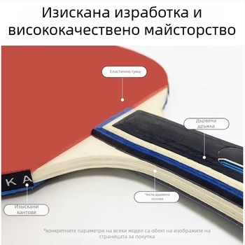 Boca ракета за тенис на маса – комплект от две ракети, липова лопатка, антизалепваща гума, право захват