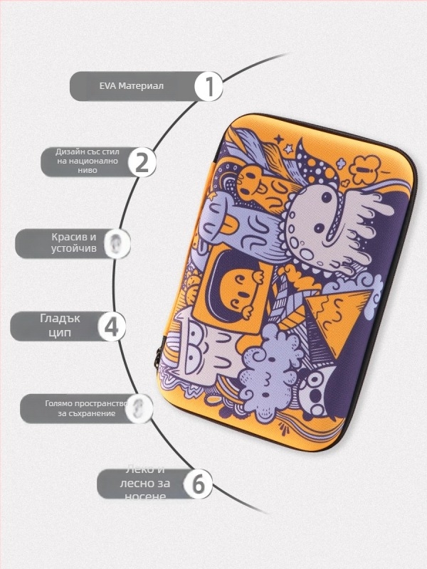 Чанта за ракетка за тенис на маса, твърд квадратен калъф с преносими отделения, материал памет, печатано лого, марка Huieson/Hui Sheng