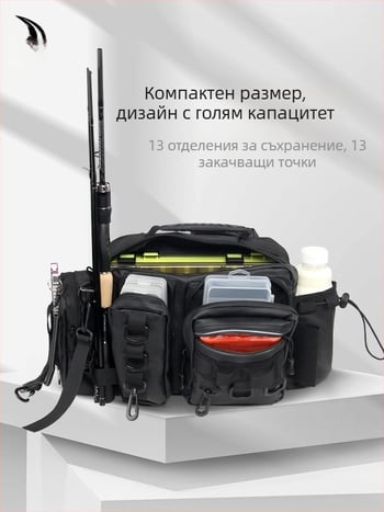 Haughton водоустойчива платнена раница за риболов със държател за въдици