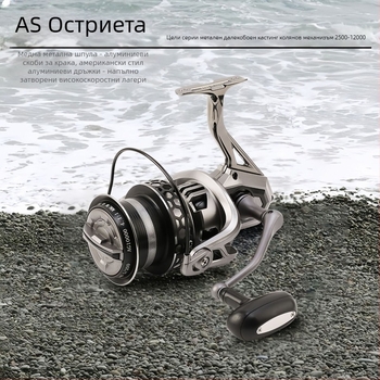 Aojiangshark изцяло метална микро спининг макара с дълъг замах