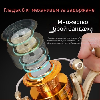 Спининг макара, изцяло метална конструкция, сменяема ръкохватка ляво/дясно, предавателно число 5.2:1, подходяща за морски риболов