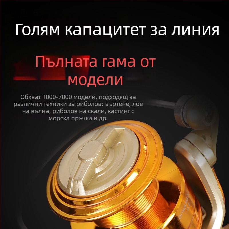 Спининг макара, изцяло метална конструкция, сменяема ръкохватка ляво/дясно, предавателно число 5.2:1, подходяща за морски риболов