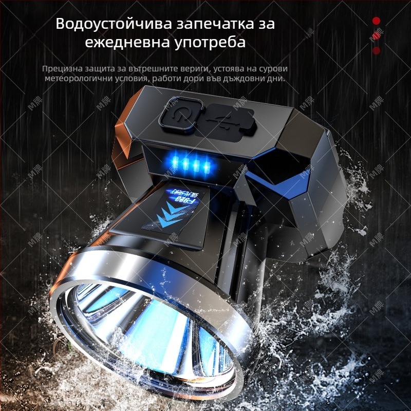 LED челник за дълъг обсег, презареждаем, за къмпинг и нощен риболов, 5W LED, ABS корпус, батерия 600 mAh, обхват 100–200 м