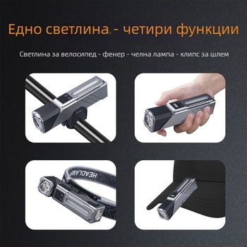 Фенерче за глава с LED, презареждащо се, регулируем ъгъл, ABS корпус, батерийно захранване, обхват 100–200 м