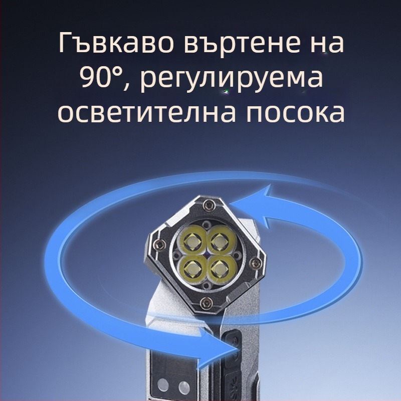 Фенерче за глава с LED, презареждащо се, регулируем ъгъл, ABS корпус, батерийно захранване, обхват 100–200 м