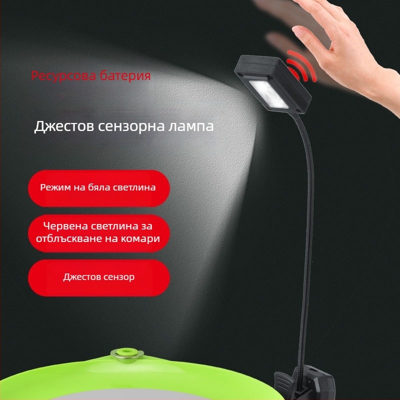 Нощна риболовна LED лампа за примамка с антикомарен сензор, батерия, IPX3 водоустойчив корпус, пластмасова конструкция