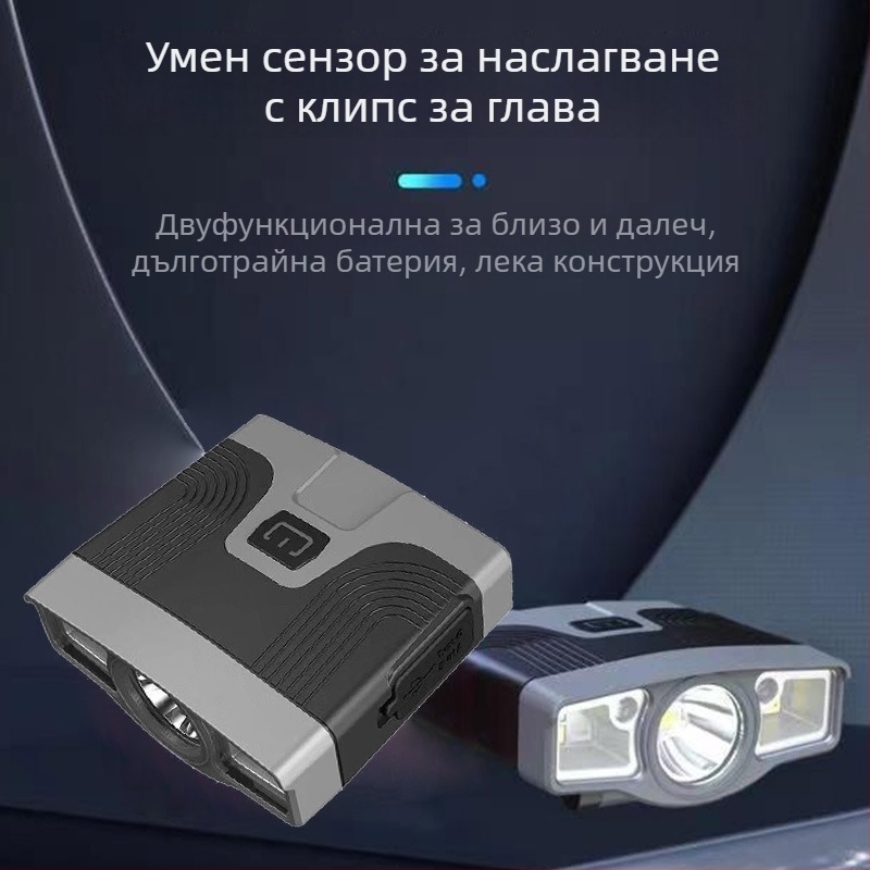 LED челник за риболов с клип за шапка, монтиран на глава, зарядно включено, светодиоден източник, обхват до 50 м, компактно и леко, марка Qianliguang