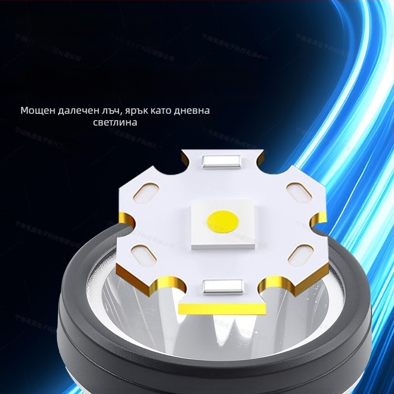 Зареждаема LED челна лампа за деца – лека 58 g, водоустойчива, лъч 100–300 m, Т-образна лента
