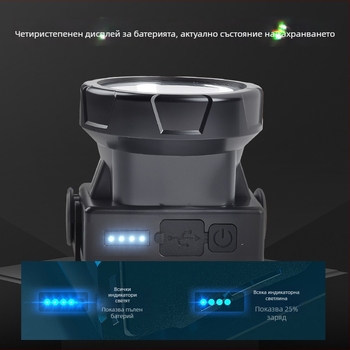 Презареждащ се LED челник, водоустойчив, 10W, батерия 800–1600 mAh, за глава, обхват на лъча 100–200 m