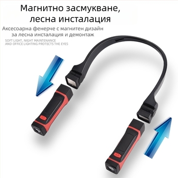 USB презареждаща LED челна лампа с магнитна лента, водоустойчива, време на работа 3–12 ч, бутонен превключвател