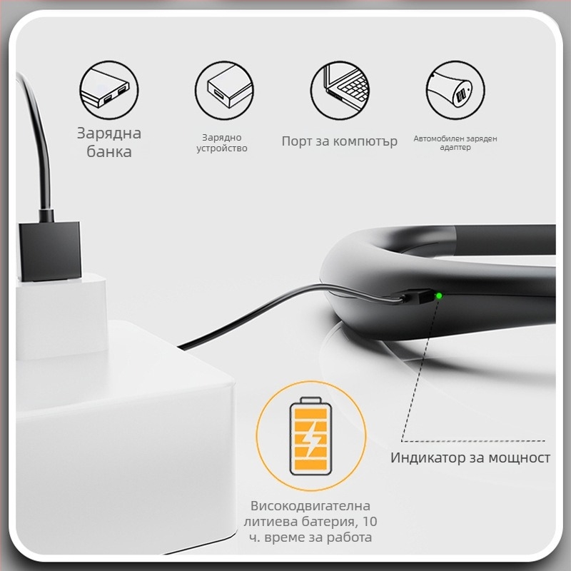 Лампа за шията с вълнов сензор, USB зареждаема LED светлина за къмпинг и нощен риболов (1800mAh, 2.5W, ABS)