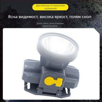 USB зареждаща челна лампа с LED, въртене на 360°, водоустойчива, лъч 200–500 м